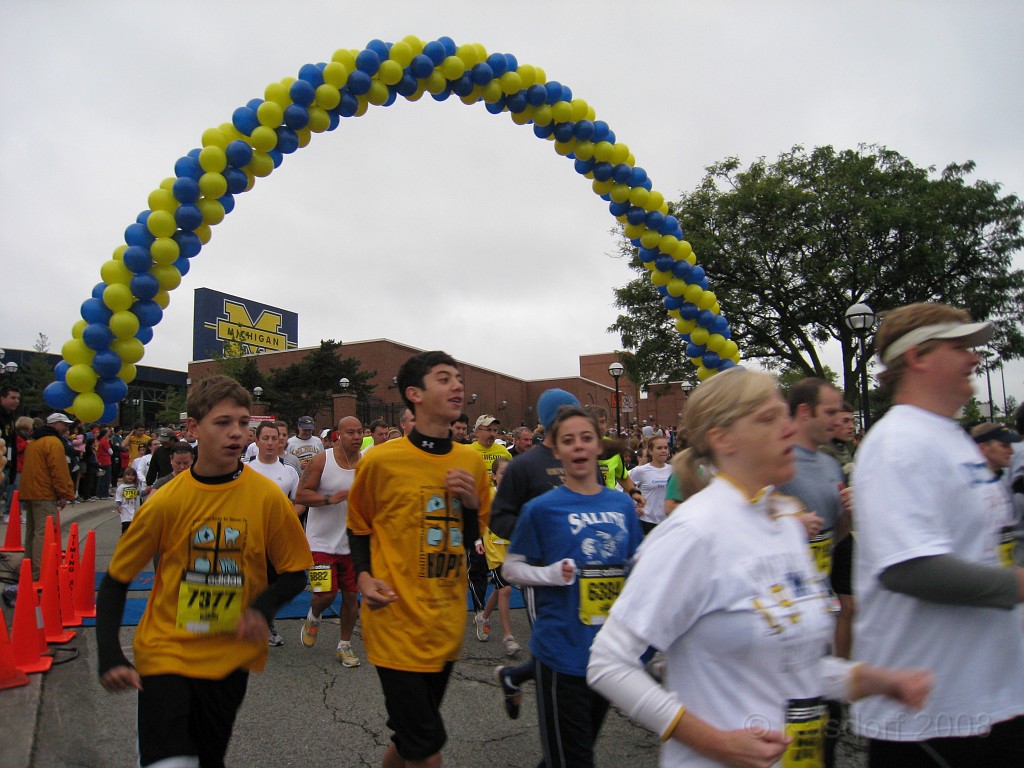 BHGH 2009 0101.jpg - The Big House Big Heat 5 and 10 K race. October 4, 2009 run in Ann Arbor Michigan finishes on the 50 yard line of the University of Michigan stadium.